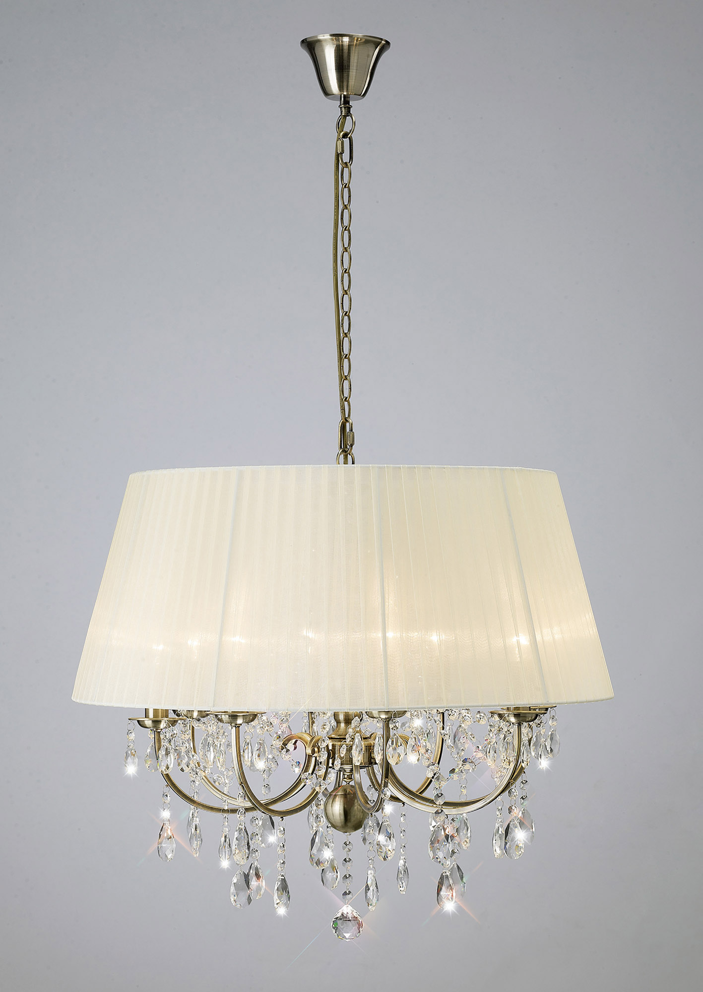 IL30057/CR  Olivia Crystal Pendant 8 Light Antique Brass